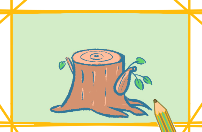矮小的树桩上色简笔画图片教程步骤