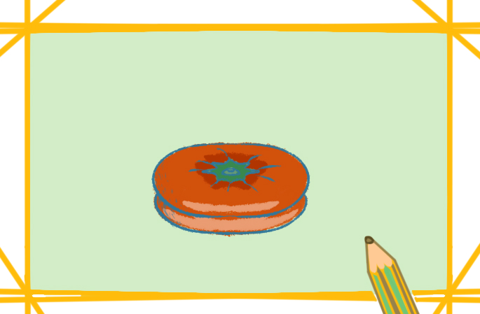 美味的柿饼上色简笔画图片教程步骤