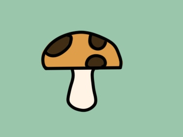 花色的蘑菇上色简笔画要怎么画