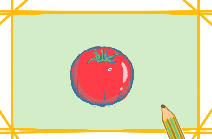 漂亮的番茄上色简笔画图片教程步骤