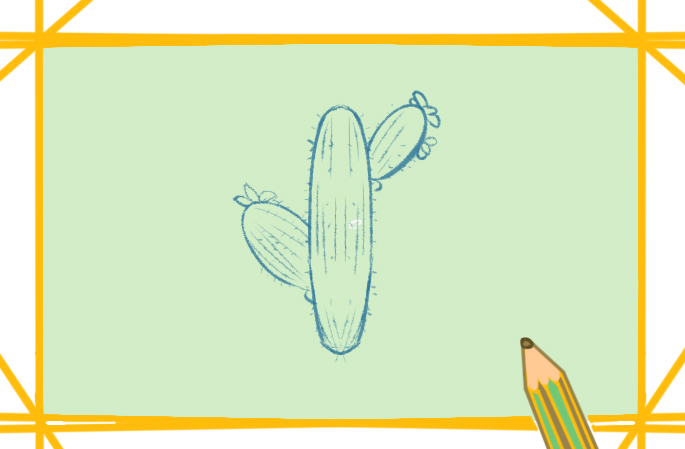 植物之仙人掌上色简笔画图片教程