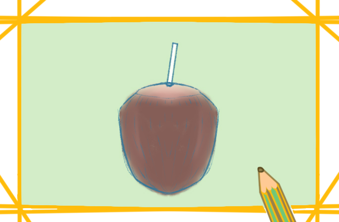 夏日椰子上色简笔画图片教程步骤