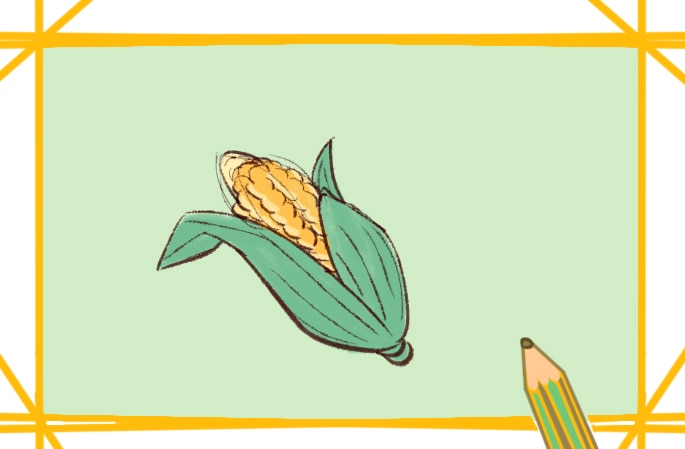 美味的玉米简笔画教程步骤图片简单好看