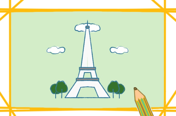 超简单的埃菲尔铁塔简笔画教程步骤图片