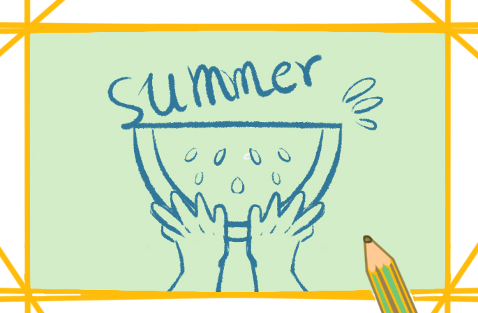 夏天的西瓜上色简笔画图片教程步骤