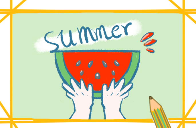 夏天的西瓜上色简笔画图片教程步骤