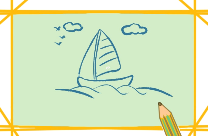 海面上的帆船简笔画教程步骤图片