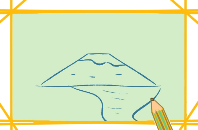美丽的富士山简笔画简单的教程步骤图片