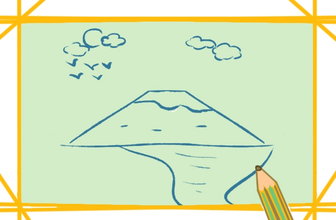 美丽的富士山简笔画简单的教程步骤图片