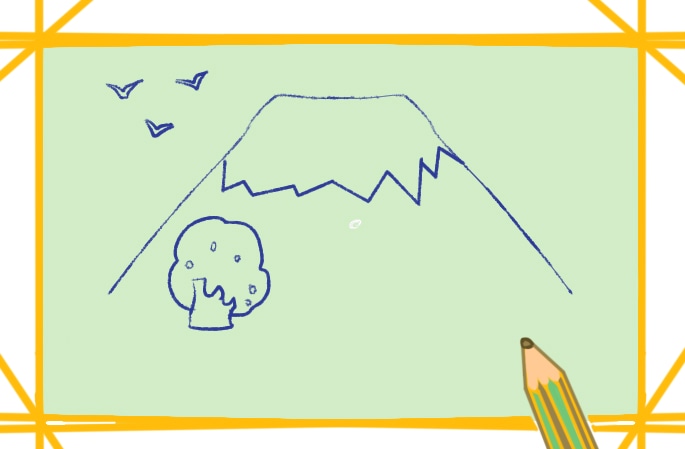 超简单的富士山简笔画教程步骤图片