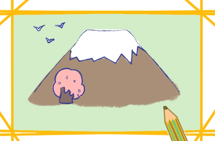 超简单的富士山简笔画教程步骤图片