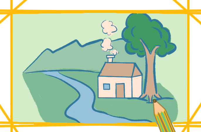 溪边的小屋上色简笔画要怎么画