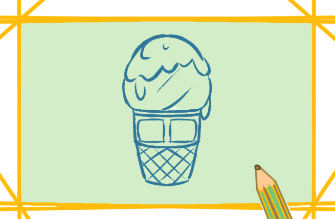 甜蜜的冰淇淋上色简笔画图片教程步骤