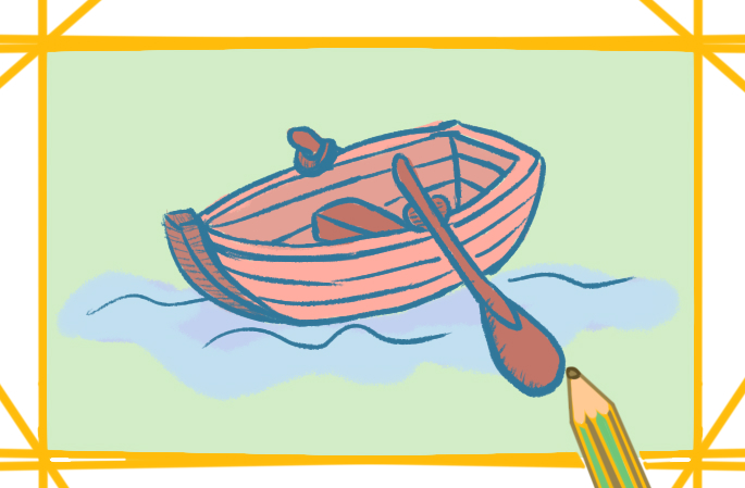 河面上的小船上色简笔画图片教程
