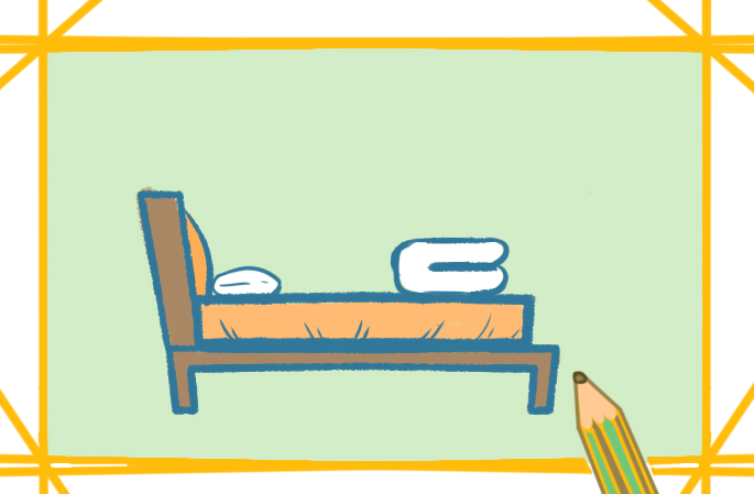 简单容易的小床上色简笔画图片教程步骤