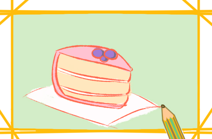 美味的慕斯蛋糕上色简笔画图片教程步骤