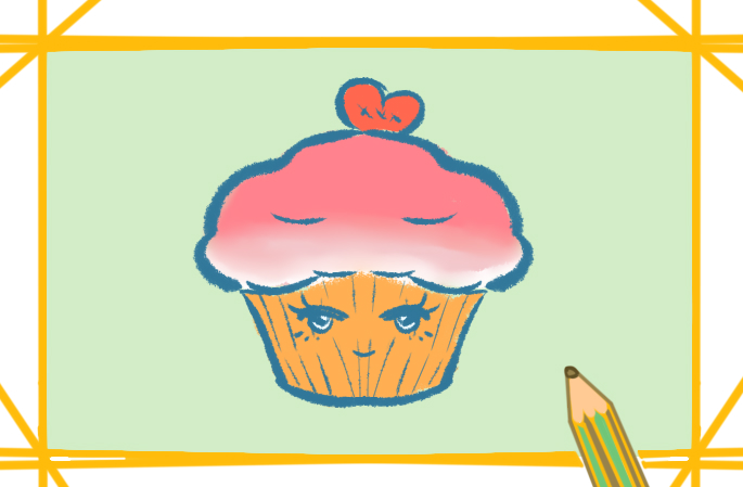 甜甜的蛋糕上色简笔画图片教程步骤