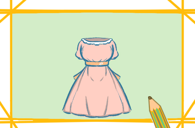 复古连衣裙上色简笔画图片教程步骤
