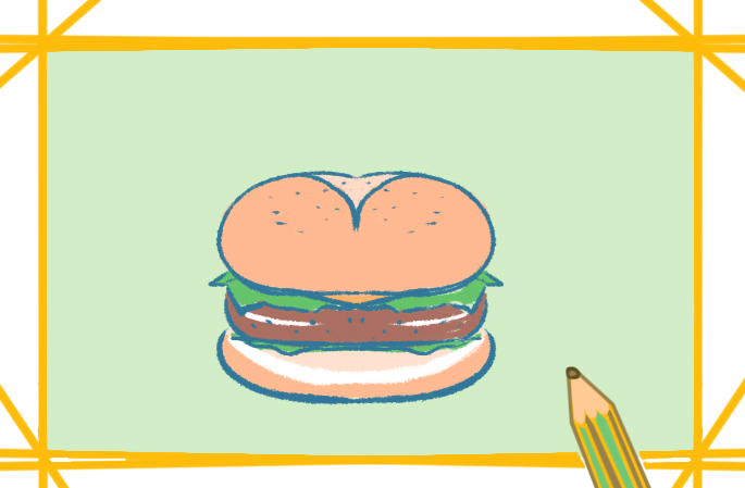 美味的牛肉汉堡简笔画图片教程步骤