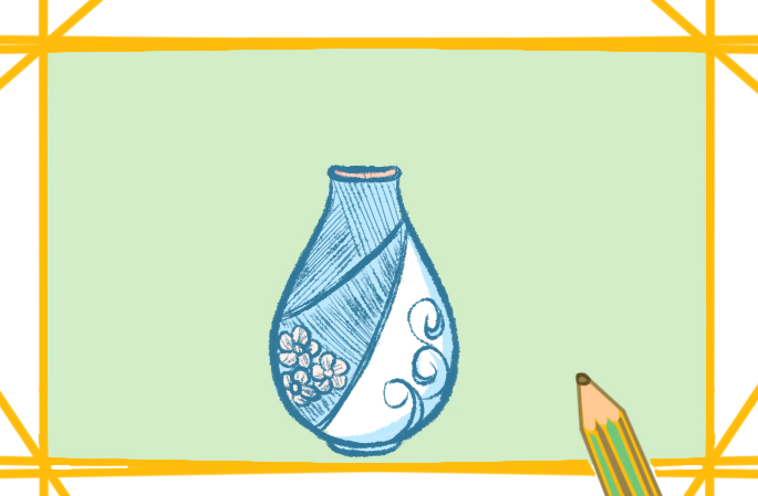 美丽的花瓶上色简笔画图片教程步骤