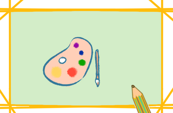 绘画的调色盘彩色儿童简笔画教程步骤