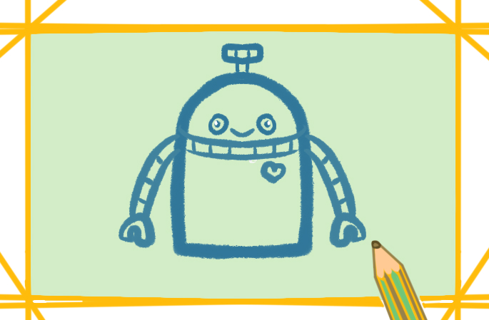 可爱的机器人上色简笔画图片教程步骤