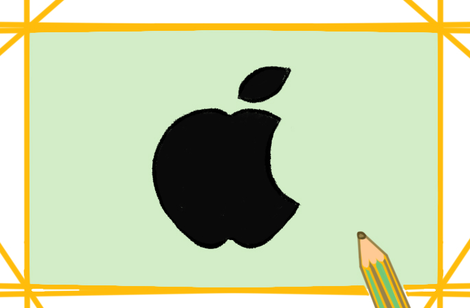 苹果手机的logo上色简笔画图片教程步骤
