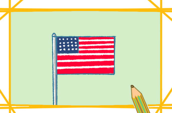 简单画美国国旗上色简笔画图片教程步骤