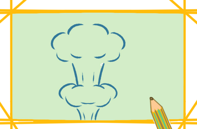简单好看的蘑菇云上色简笔画原创教程步骤图