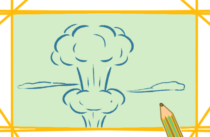 简单好看的蘑菇云上色简笔画原创教程步骤图