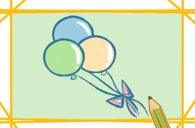 简单的气球上色简笔画图片教程步骤