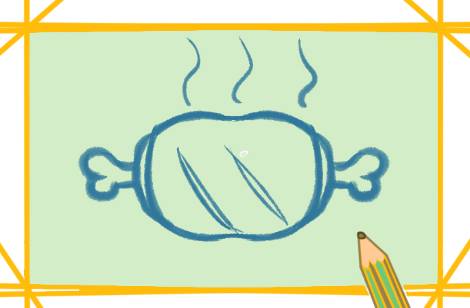 香喷喷的烤肉上色简笔画图片教程