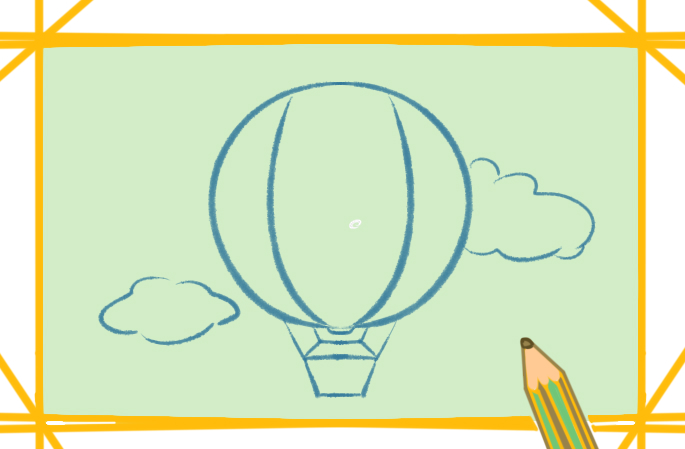 空中的热气球简笔画教程步骤图片
