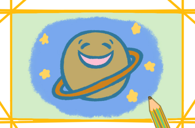 大大的土星上色简笔画图片教程步骤