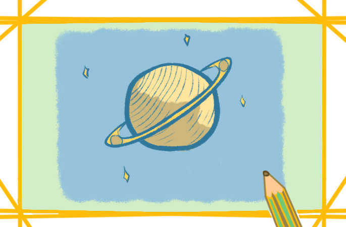 漂亮的土星上色简笔画要怎么画