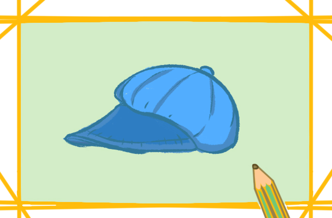 蓝色的贝雷帽简笔画图片教程步骤