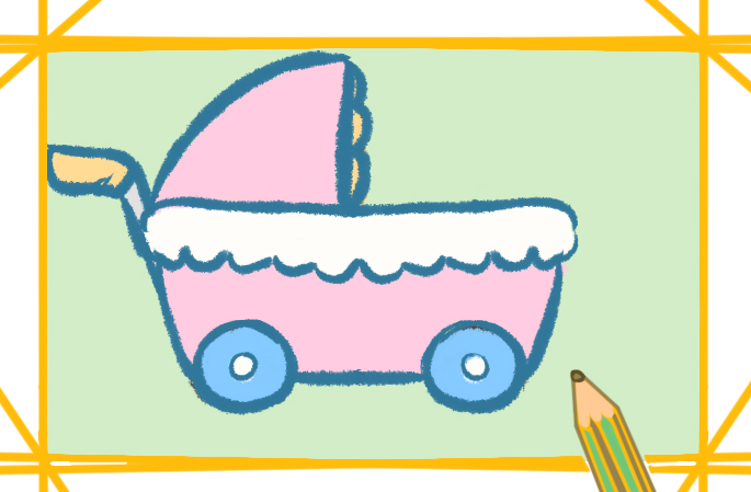 可爱清新的婴儿车简笔画图片教程步骤