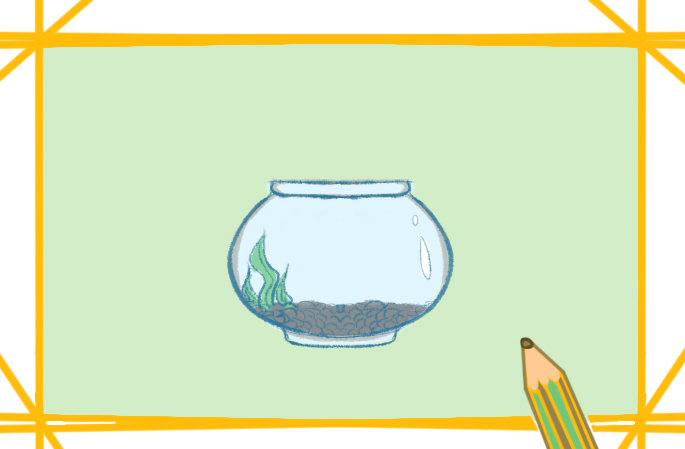 小鱼缸上色简笔画要怎么画