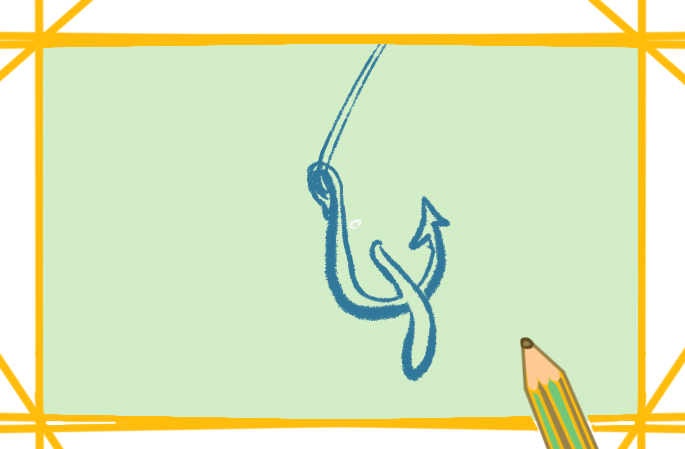 简单普通的鱼钩简笔画图片教程步骤