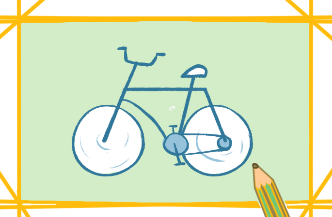 简单的自行车上色简笔画图片教程