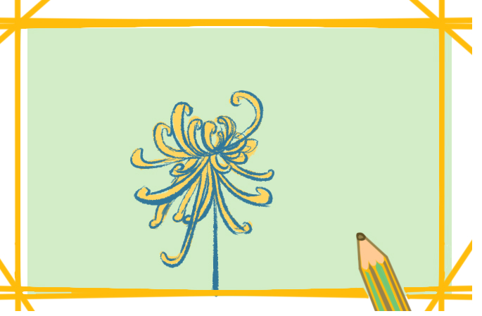金秋的菊花上色简笔画图片教程步骤